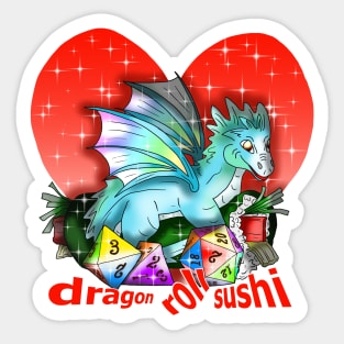 dragon roll sushi with dnd dice Sticker